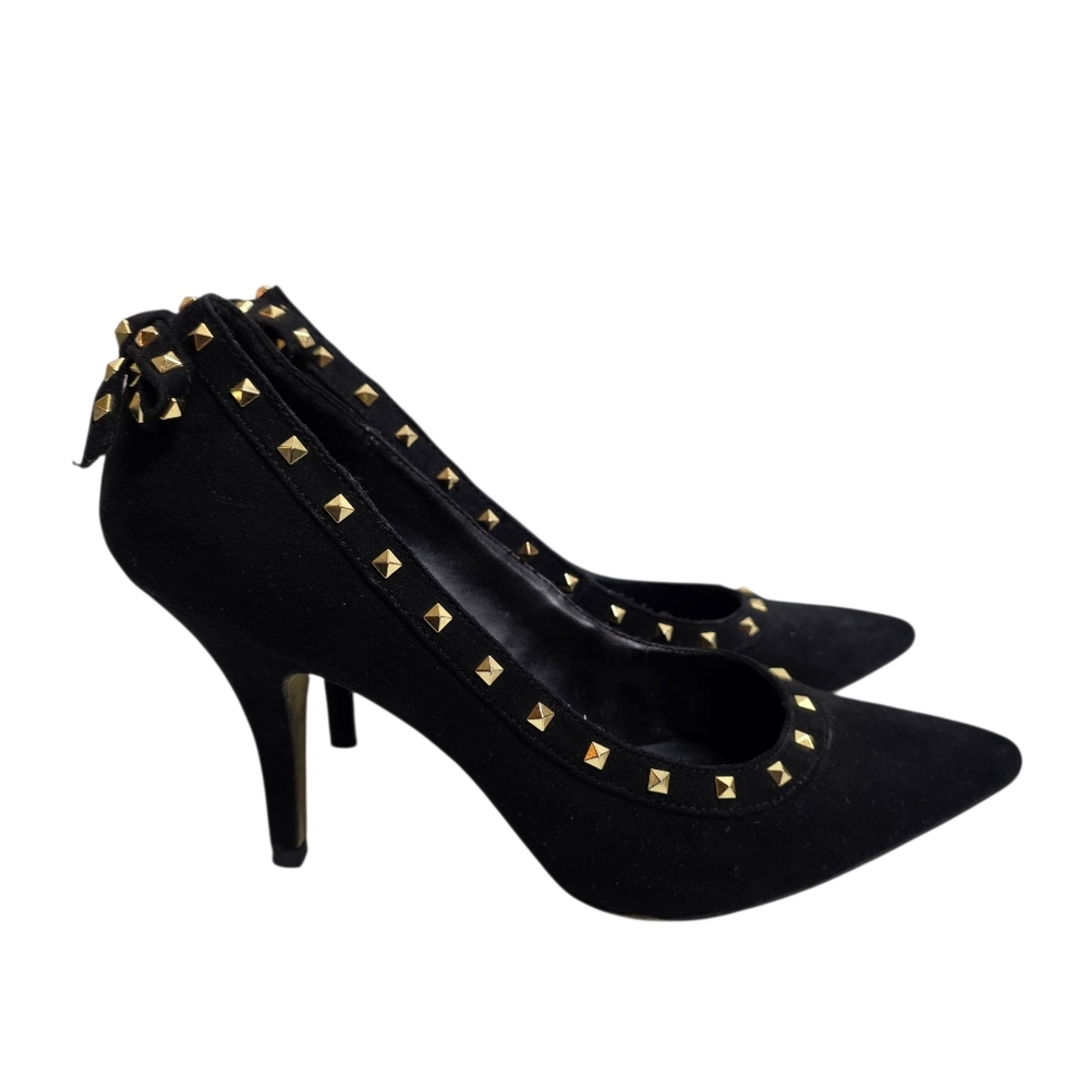 Elle Womens Black Studded High Heels 3" Heel Size 7